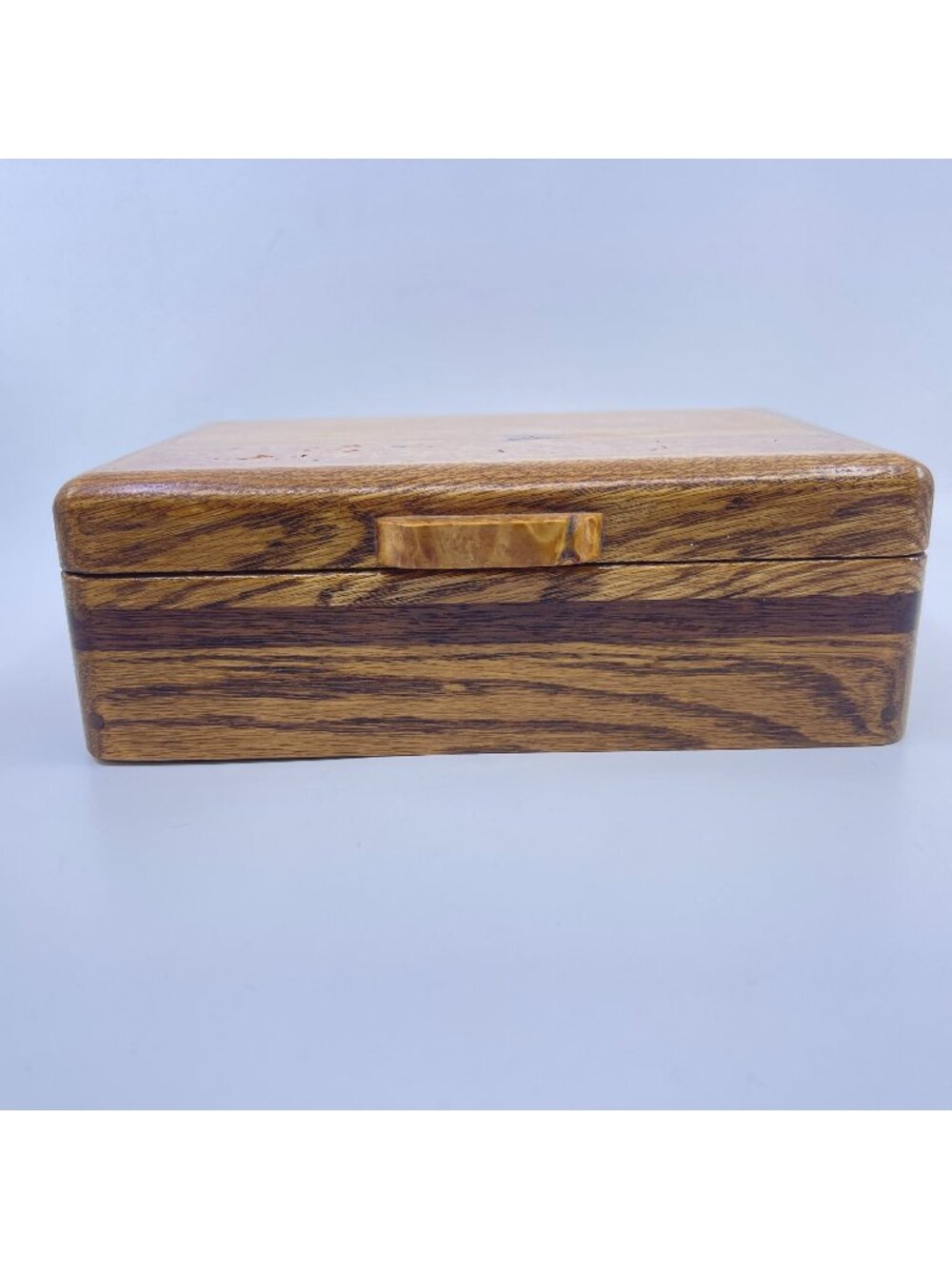 vintage handcrafted burl wood keepsake trinket jewelry box 1997 artist signed